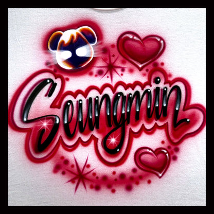 Seungmin Kpop airbrushed t-shirt with PuppyM Ultra laser eyes