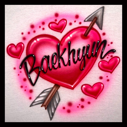Baekhyun arrow piercing heart airbrushed shirt