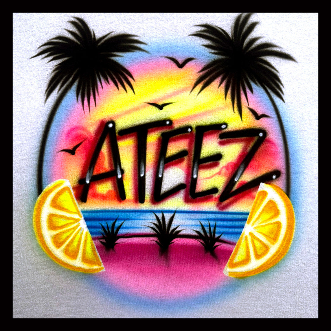 Ateez tropical lemon drop airbrushed t-shirt