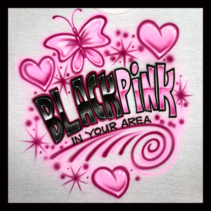 BLACKPINK Airbrushed KPOP Tee – Butterfly & Hearts Edition