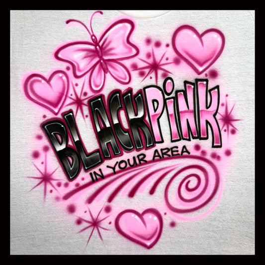 BLACKPINK Airbrushed KPOP Tee – Butterfly & Hearts Edition