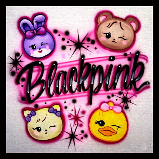 Blackpink Heart KPOP Airbrush Tee – Sooya, Gomdeuki, Ppeu & Rosie
