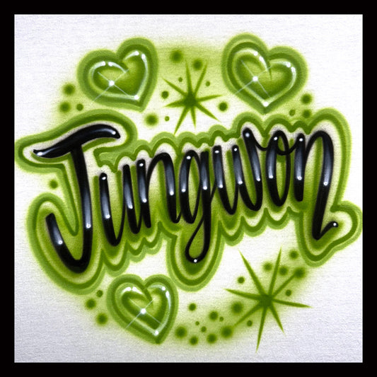 💫 Enhypen Jungwon Airbrushed T-Shirt – Hearts & Starbursts Design