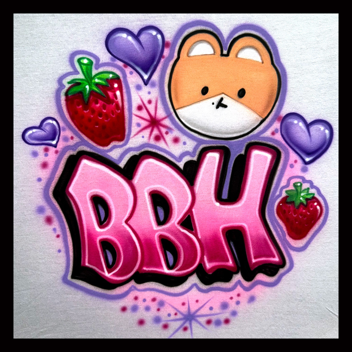 BBH Baekhyun graffiti letters with Teolaegi, strawberries and hearts