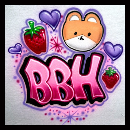 BBH Baekhyun graffiti letters with Teolaegi, strawberries and hearts