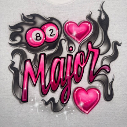 82Major flaming KPOP airbrushed t-shirt with billiard balls