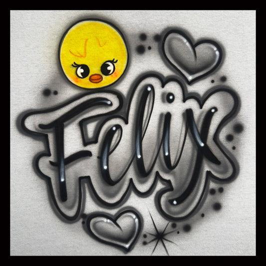 Felix KPOP airbrushed t-shirt with chick BbokAri