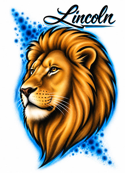 Airbrushed T-shirt * Lion Mascot * Your Name/Word