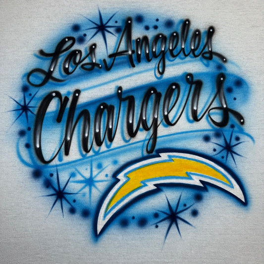 Los Angeles Chargers airbrushed football T-shirt