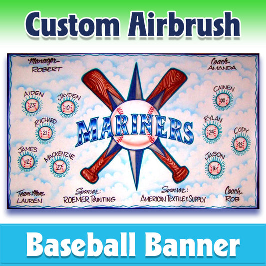 Airbrush Baseball Banner - Mariners -1006