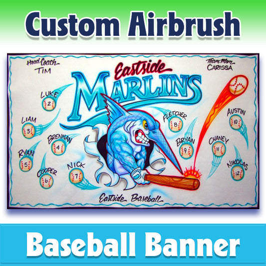 Airbrush Baseball Banner - Marlins -1002