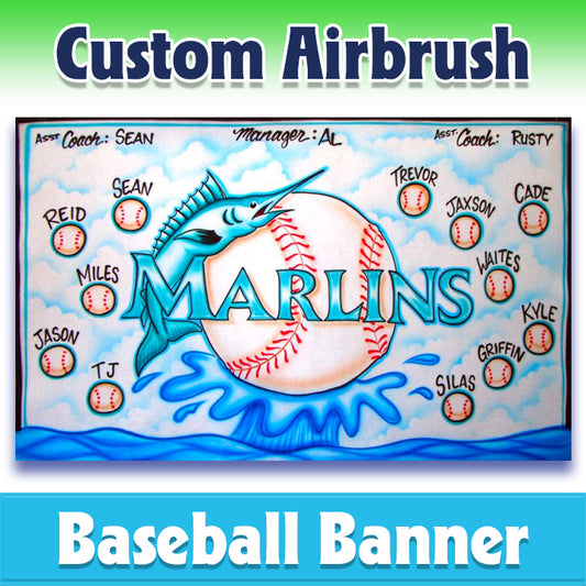 Airbrush Baseball Banner - Marlins -1003