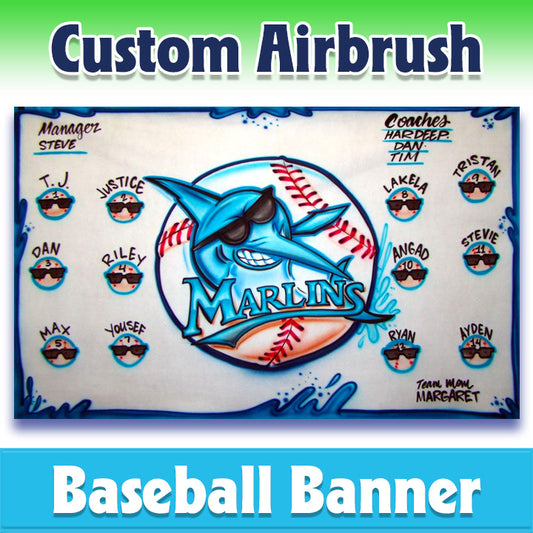 Airbrush Baseball Banner - Marlins -1004
