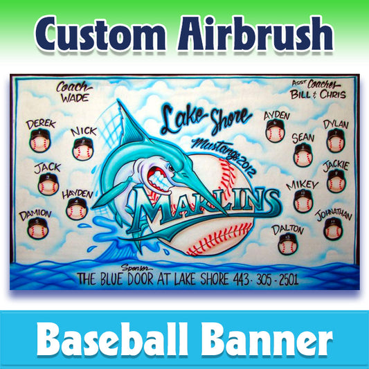 Airbrush Baseball Banner - Marlins -1005