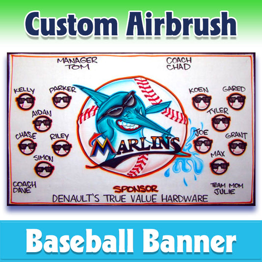 Airbrush Baseball Banner - Marlins -1007