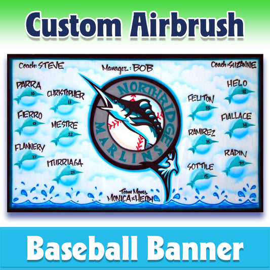 Airbrush Baseball Banner - Marlins -1009