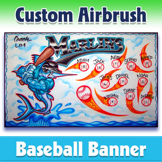 Airbrush Baseball Banner - Marlins -1010