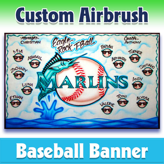 Airbrush Baseball Banner - Marlins -1011