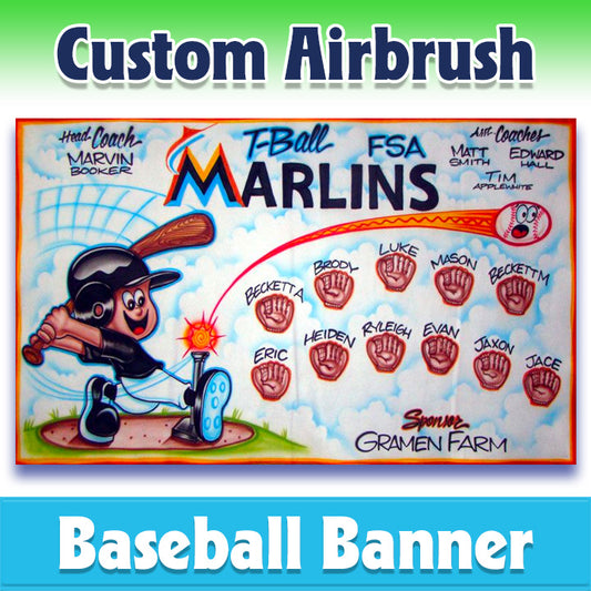 Airbrush Baseball Banner - Marlins -1012