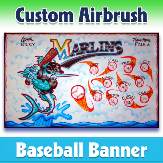 Airbrush Baseball Banner - Marlins -1013