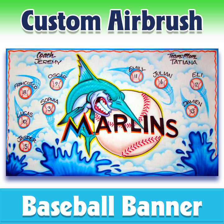 Airbrush Baseball Banner - Marlins -1014