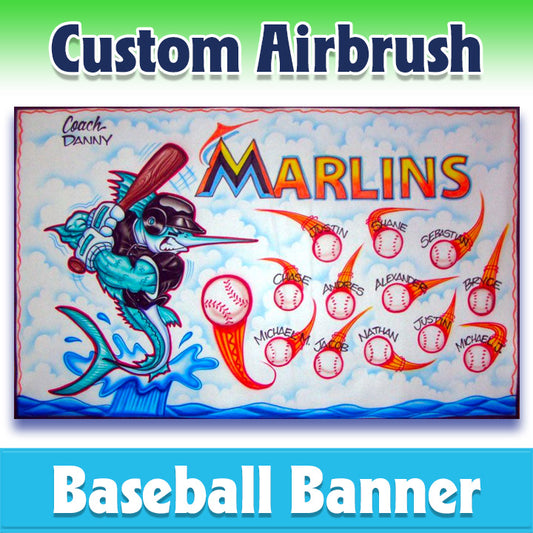 Airbrush Baseball Banner - Marlins -1015