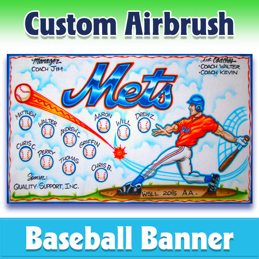 Airbrush Baseball Banner - Mets -1001