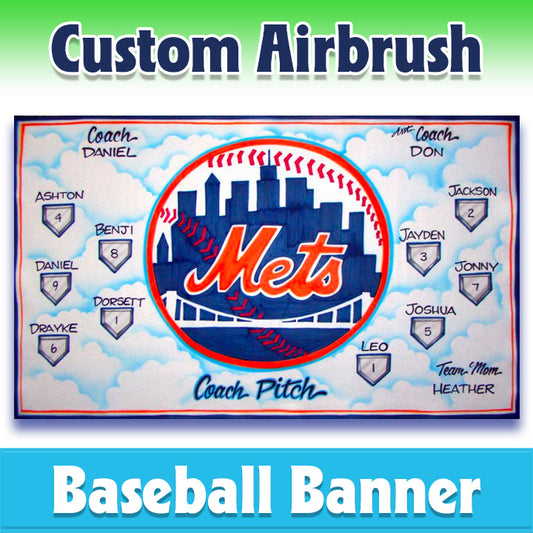 Airbrush Baseball Banner - Mets -1003