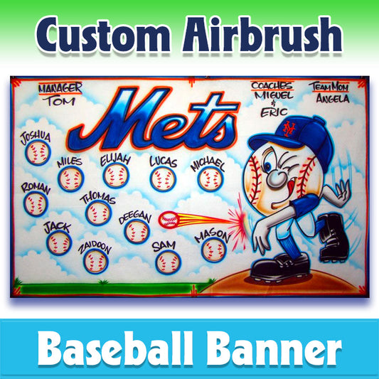 Airbrush Baseball Banner - Mets -1007