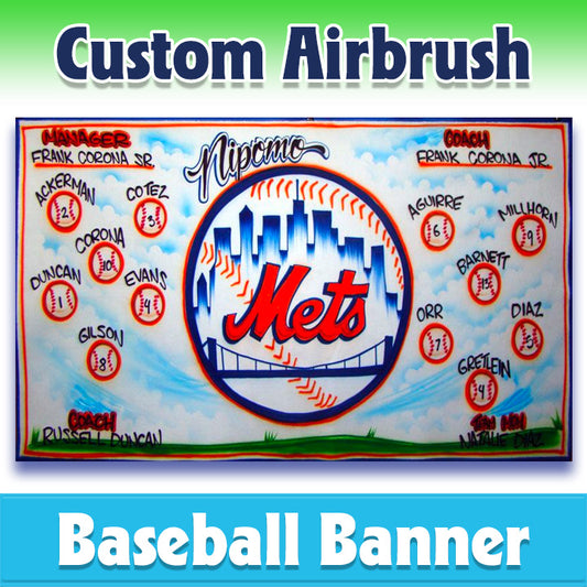 Airbrush Baseball Banner - Mets -1008