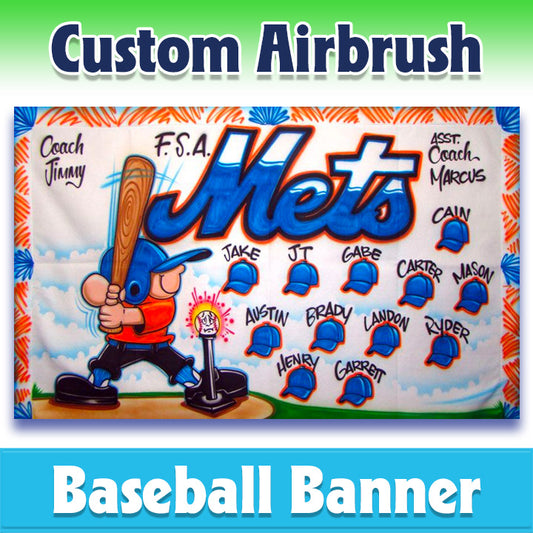 Airbrush Baseball Banner - Mets -1009