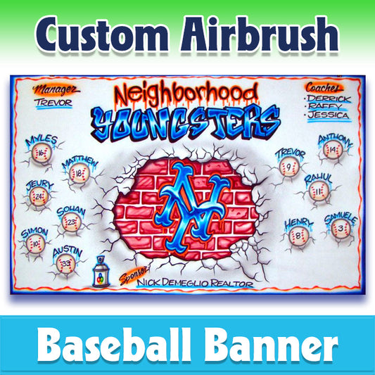 Airbrush Baseball Banner - Mets -1010