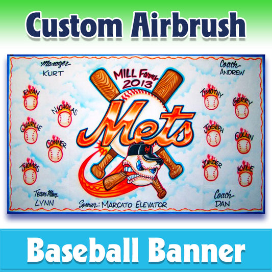 Airbrush Baseball Banner - Mets -1011
