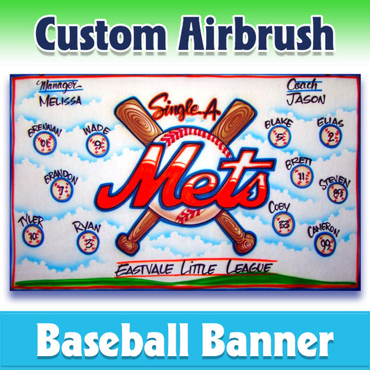Airbrush Baseball Banner - Mets -1014