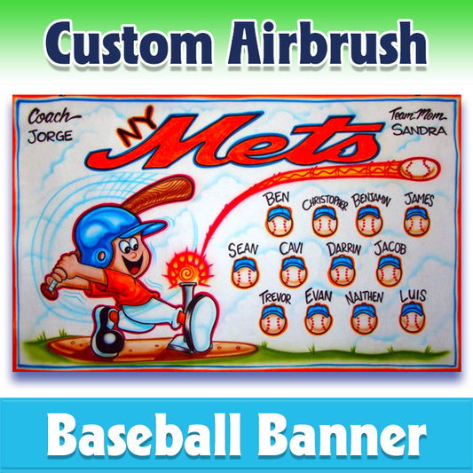 Airbrush Baseball Banner - Mets -1015