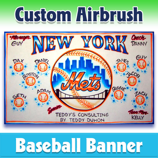 Airbrush Baseball Banner - Mets -1016