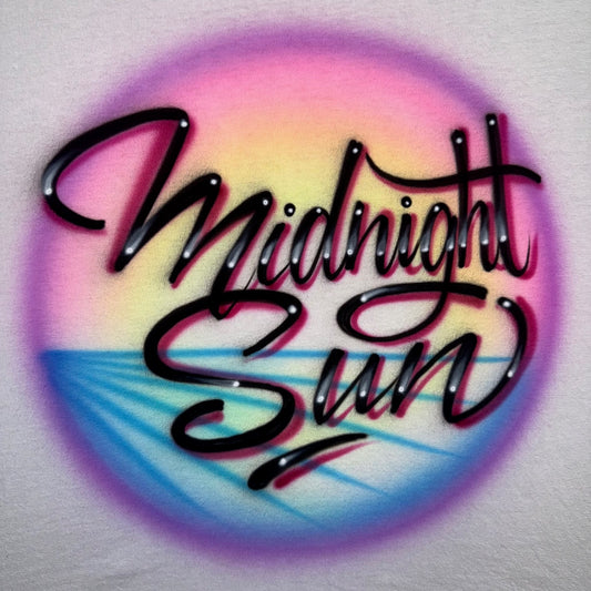 Midnight Sun Airbrushed T-Shirt (Sun & Water)