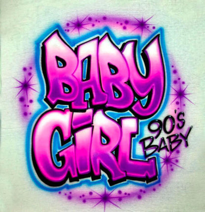 Airbrush T-shirt - Baby Girl - Block letters - You choose colors