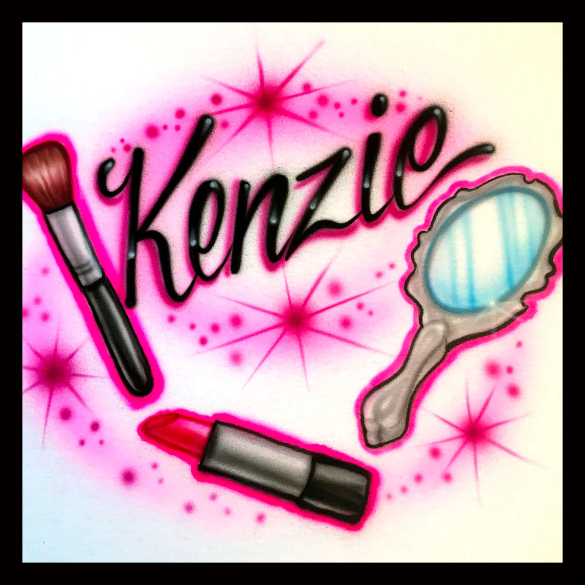 Airbrush T-shirt - Makeup - Glam - Personalized - Gift - Name