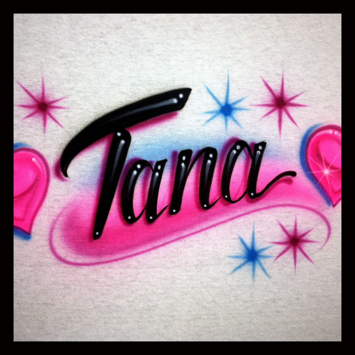 Airbrushed T-shirt - Name w/ Hearts - Airbrushed T-Shirt - Custom - Personalized - Gift