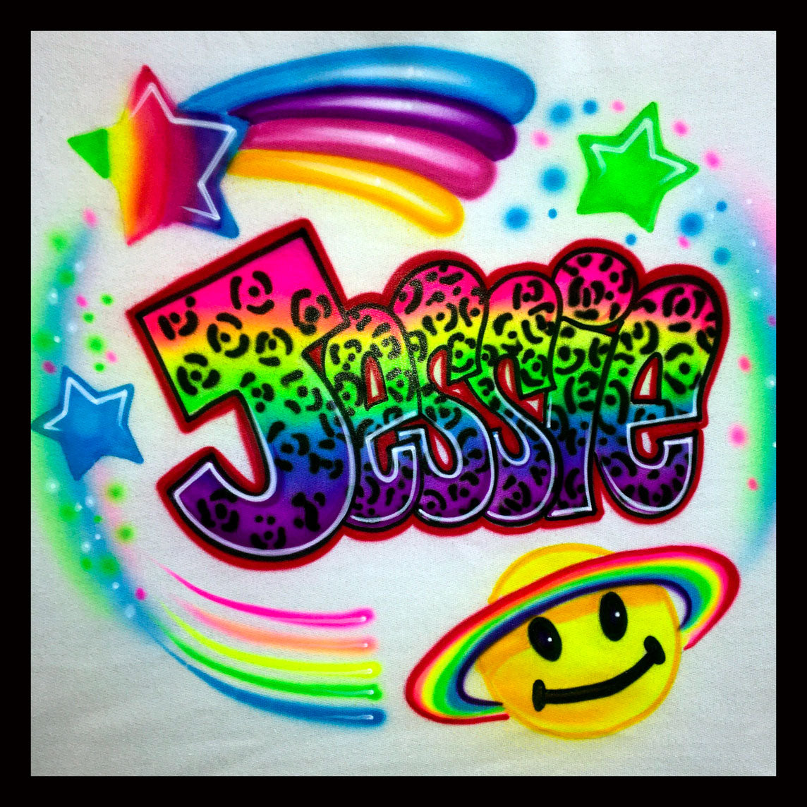 Airbrush T-shirt * Rainbow Name * Stars * Cheetah * Personalized * Gift * Custom