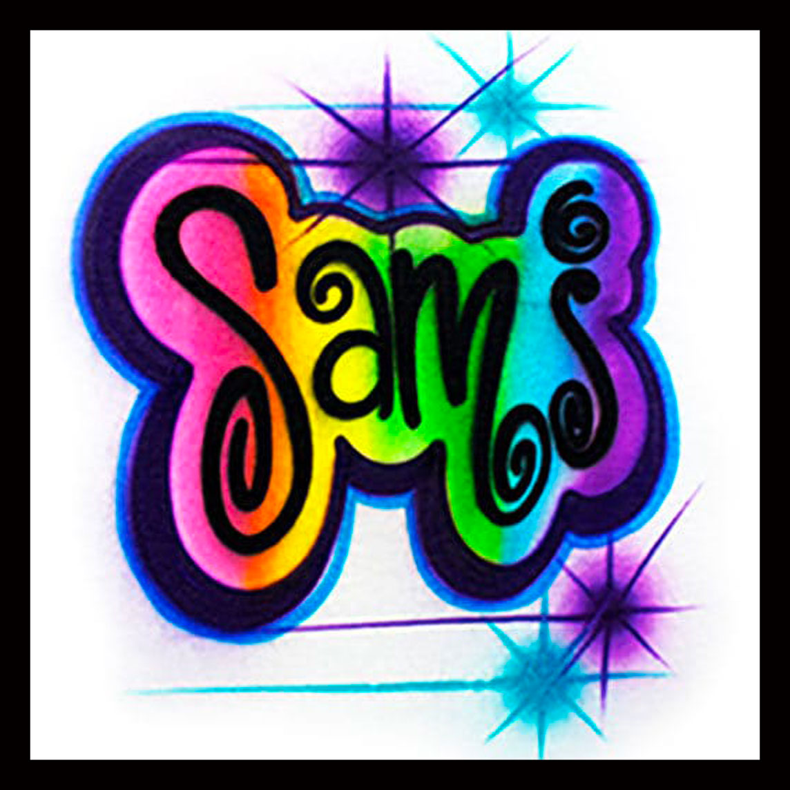 Swirly Print Design * Rainbow * Airbrushed T-Shirt * Your Name * You Choose Color