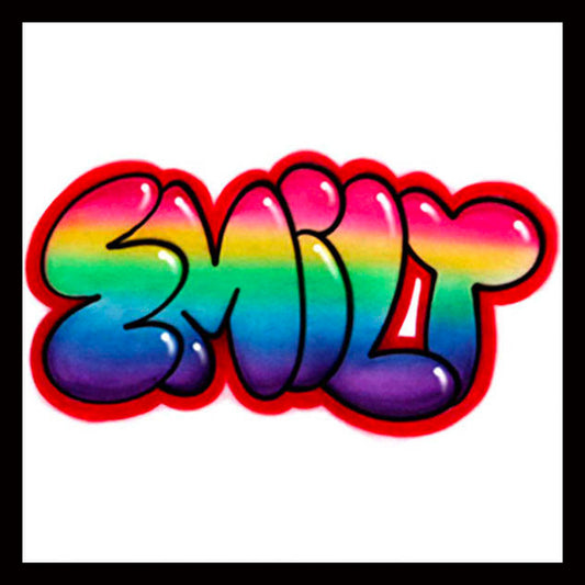 Rainbow Bubble Name Design * Airbrushed T-Shirt * Your Name * You Choose Color