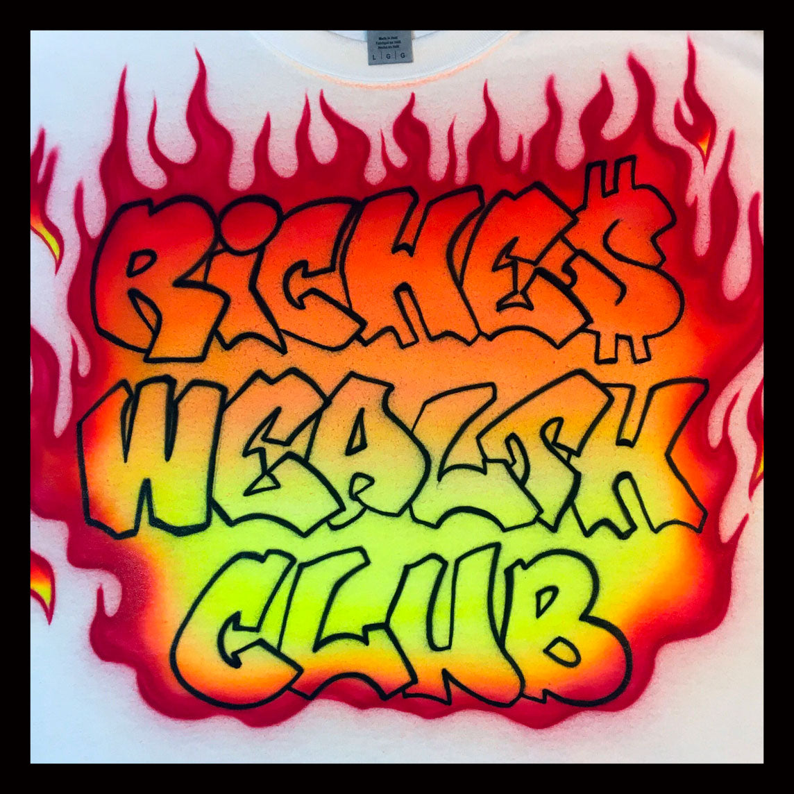 Block Name Design * Flames * Fire * Airbrushed T-shirt * Your Name * You Choose Color