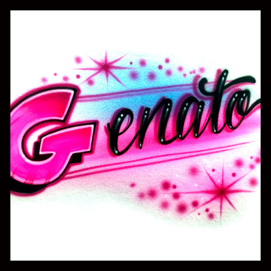 Block-Script Name Design * Airbrushed T-shirt * Your Name * You Choose Color