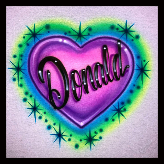 Airbrushed T-shirt - Name w/ Heart - Personalize - Love - Real Man