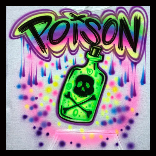 Airbrush T-shirt - Poison - Skull - Crossbones - Graffiti - Hip Hop - 80's/90's - Neon