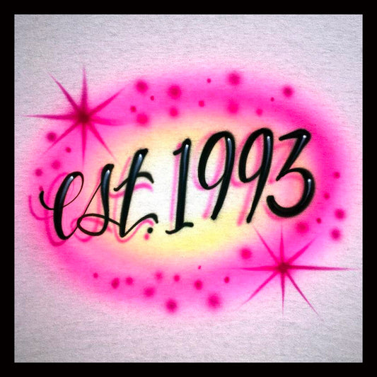 Airbrushed T-shirt * est. year * You choose colors