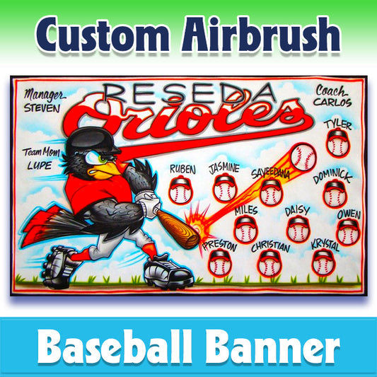 Airbrush Baseball Banner - Orioles -1001