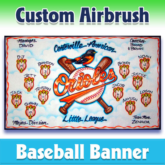 Airbrush Baseball Banner - Orioles -1005